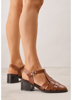 Brązowe Sandały na Obcasie z Ozdobną Cholewką Amalirei ze sklepu born2be.pl w kategorii Sandały damskie - zdjęcie 188807951