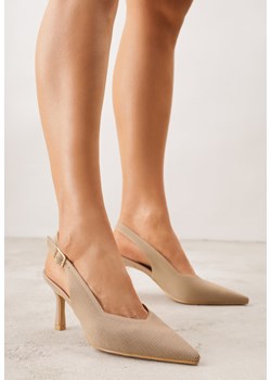 Ciemnobeżowe Sandały na Szpilce Ozdobione Plecionką Callaxie ze sklepu born2be.pl w kategorii Czółenka - zdjęcie 188808264