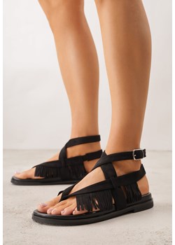 Czarne Sandały w Stylu Rzymianek z Frędzlami Lysoph ze sklepu born2be.pl w kategorii Sandały damskie - zdjęcie 188808714