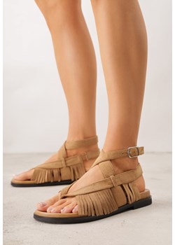 Ciemnobeżowe Sandały w Stylu Rzymianek z Frędzlami Lysoph ze sklepu born2be.pl w kategorii Sandały damskie - zdjęcie 188808723