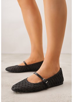 Czarne Balerinki Ozdobione Ażurowym Motywem i Paskiem Nonaniassi ze sklepu born2be.pl w kategorii Balerinki - zdjęcie 188808822