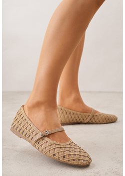 Beżowe Balerinki Ozdobione Ażurowym Motywem i Paskiem Nonaniassi ze sklepu born2be.pl w kategorii Balerinki - zdjęcie 188808831