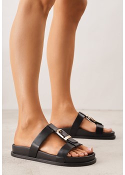 Czarne Klapki z Ozdobną Klamrą i Paskiem Kaidine ze sklepu born2be.pl w kategorii Klapki damskie - zdjęcie 188808903