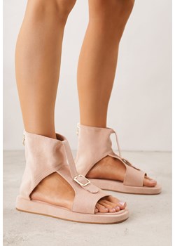 Różowe Sandały w Stylu Botków z Ozdobną Klamrą Theaneasi ze sklepu born2be.pl w kategorii Sandały damskie - zdjęcie 188809173
