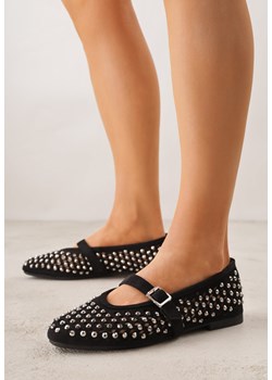 Czarne Ażurowe Balerinki z Paskiem z Klamerką i Cyrkoniami Feanoene ze sklepu born2be.pl w kategorii Balerinki - zdjęcie 188809474
