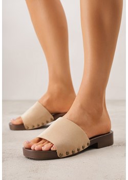 Beżowe Klapki z Nitami Lephiaphe ze sklepu renee.pl w kategorii Klapki damskie - zdjęcie 188809932