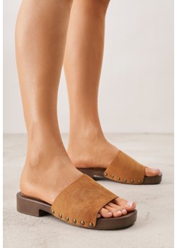 Brązowe Klapki z Nitami Lephiaphe ze sklepu renee.pl w kategorii Klapki damskie - zdjęcie 188809941