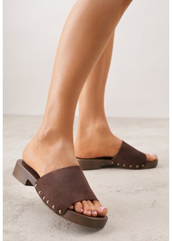 Ciemnobrązowe Klapki z Nitami Lephiaphe ze sklepu renee.pl w kategorii Klapki damskie - zdjęcie 188809950