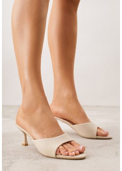 Beżowe Klapki na Obcasie Kaczuszka z Odkrytym Noskiem Nadah ze sklepu renee.pl w kategorii Klapki damskie - zdjęcie 188810112