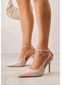 Beżowe Sandały Lakierowane na Szpilce z Ozdobnymi Paskami  Murilea ze sklepu renee.pl w kategorii Czółenka - zdjęcie 188810280