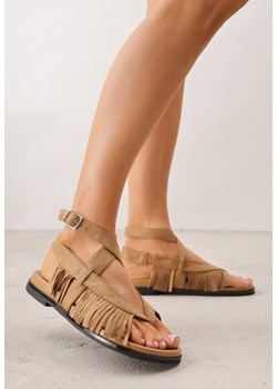 Ciemnobeżowe Sandały Typu Rzymianki Ozdobione Frędzlami Casasos ze sklepu renee.pl w kategorii Sandały damskie - zdjęcie 188810484