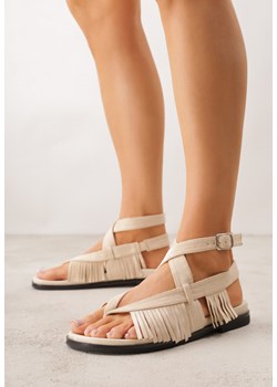 Beżowe Sandały Typu Rzymianki Ozdobione Frędzlami Casasos ze sklepu renee.pl w kategorii Sandały damskie - zdjęcie 188810493