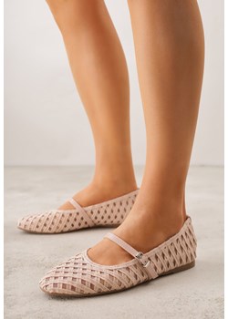 Różowe Balerinki z Ażurowym Wzorem i Paskiem Astethera ze sklepu renee.pl w kategorii Balerinki - zdjęcie 188810610