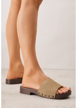 Ciemnobeżowe Klapki z Nitami po Bokach Xerxathan ze sklepu renee.pl w kategorii Klapki damskie - zdjęcie 188811033
