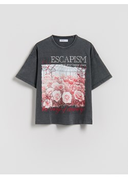 Reserved - T-shirt z nadrukiem - ciemnoszary ze sklepu Reserved w kategorii Bluzki dziewczęce - zdjęcie 188811402