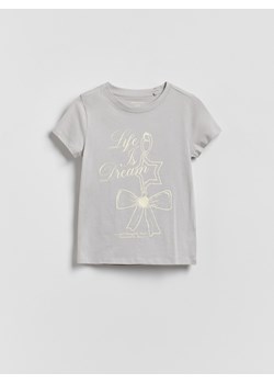 Reserved - T-shirt z nadrukiem - jasnoszary ze sklepu Reserved w kategorii Bluzki dziewczęce - zdjęcie 188811900