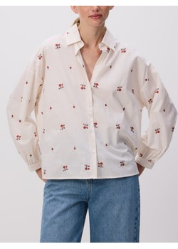 Reserved - Bawełniana koszula z haftem - beżowy ze sklepu Reserved w kategorii Bluzki damskie - zdjęcie 188812011