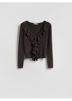 Reserved - Sweter z falbanką - ciemnobrązowy ze sklepu Reserved w kategorii Bluzki damskie - zdjęcie 188812264