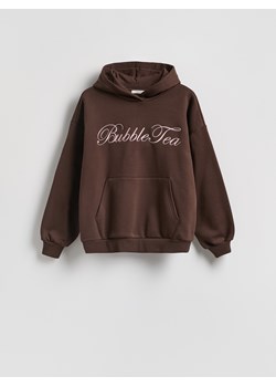 Reserved - Bluza oversize z haftem - brązowy ze sklepu Reserved w kategorii Bluzy damskie - zdjęcie 188812440