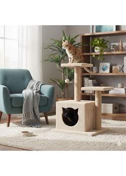 Paws&amp;Whiskers Drapak "Lotti" w kolorze beżowym dla kota - 45 x 72 x 35 cm ze sklepu Limango Polska w kategorii Dla zwierząt - zdjęcie 188813413