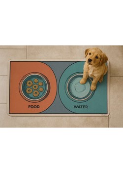 Paws&amp;Whiskers Podkładka w kolorze turkusowo-pomarańczowym pod miski - 40 x 70 cm ze sklepu Limango Polska w kategorii Dla zwierząt - zdjęcie 188813614