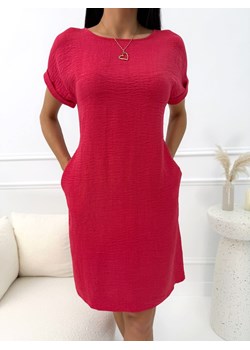 Koralowa Klasyczna Sukienka z Kieszeniami ze sklepu ModnaKiecka.pl w kategorii Sukienki - zdjęcie 188821590