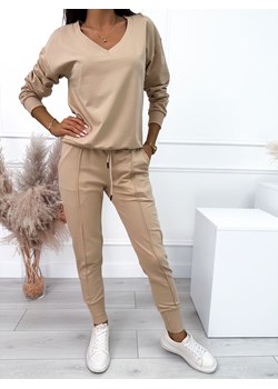 Beżowy Komplet Bluza + Spodnie ze sklepu ModnaKiecka.pl w kategorii Dresy damskie - zdjęcie 188821594