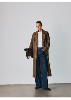 Reserved - Płaszcz z imitacji skóry - brązowy ze sklepu Reserved w kategorii Płaszcze damskie - zdjęcie 188826833