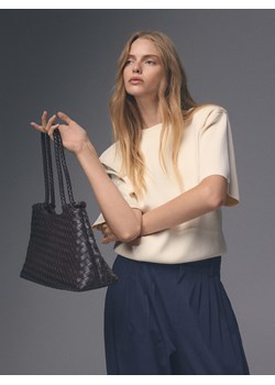 Reserved - Pleciona torebka shopper - ciemnobrązowy ze sklepu Reserved w kategorii Torebki damskie - zdjęcie 188826893