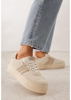 Beżowe Sneakersy Kultowe Tenisówki na Platformie Hlalna ze sklepu born2be.pl w kategorii Buty sportowe damskie - zdjęcie 188827202