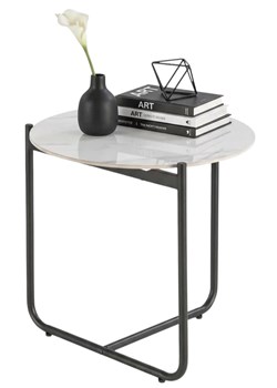 Loftowy stolik kawowy biały marmur + czarny R6-A06 ze sklepu Edinos.pl w kategorii Stoliki kawowe - zdjęcie 188827450