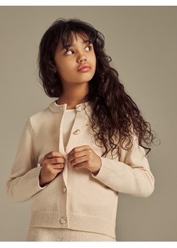 Reserved - Dzianinowy kardigan - kremowy ze sklepu Reserved w kategorii Swetry dziewczęce - zdjęcie 188828992