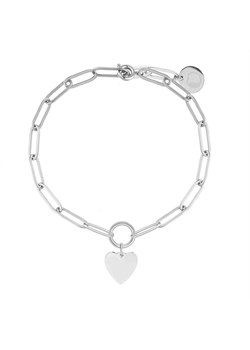 Srebrna bransoletka łańcuch z sercem, stal szlachetna, minimalistyczna damska ze sklepu manoki.pl w kategorii Bransoletki - zdjęcie 188831271