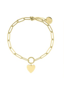 Złota bransoletka łańcuch z sercem, stal szlachetna, minimalistyczna damska ze sklepu manoki.pl w kategorii Bransoletki - zdjęcie 188831273
