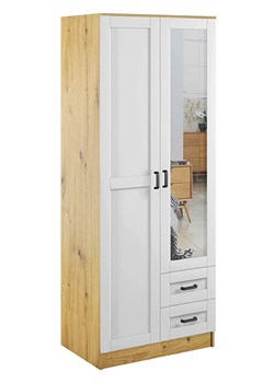 Skandynawska szafa w kolorze dąb artisan + biały - Varino ze sklepu Edinos.pl w kategorii Szafy - zdjęcie 188834052