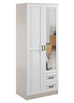 Szafa uchylna z lustrem i szufladami kaszmir + biały - Varino ze sklepu Edinos.pl w kategorii Szafy - zdjęcie 188834061