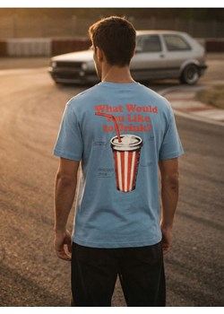 Sinsay - Bawełniana koszulka z nadrukiem na plecach - niebieski ze sklepu Sinsay w kategorii T-shirty męskie - zdjęcie 188840461