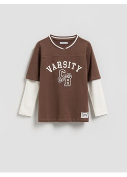 Reserved - Bawełniany longsleeve - brązowy ze sklepu Reserved w kategorii Bluzy chłopięce - zdjęcie 188840851
