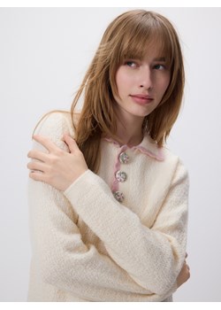 Reserved - Sweter z ozdobnym kołnierzem - kremowy ze sklepu Reserved w kategorii Swetry damskie - zdjęcie 188841022