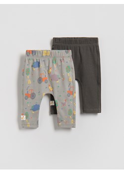 Reserved - Bawełniane legginsy 2 pack - ciemnoszary ze sklepu Reserved w kategorii Spodnie i półśpiochy - zdjęcie 188841103