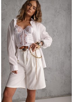 Białe Szorty Bermudy Eleganckie z Paskiem High Waist Rhodissa ze sklepu renee.pl w kategorii Szorty - zdjęcie 188841581