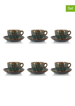 Ogo Living Filiżanki (6 szt.) "Venus" w kolorze granatowo-oliwkowym - 160 ml ze sklepu Limango Polska w kategorii Dzbanki i zaparzacze - zdjęcie 188842063