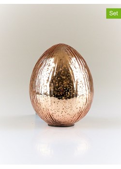 AM Design Figurki dekoracyjne (2 szt.) "Egg" w kolorze brzoskwiniowym - wys. 10 cm ze sklepu Limango Polska w kategorii Dekoracje - zdjęcie 188843974
