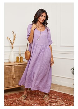 La Compagnie Du Lin Lniana sukienka w kolorze fioletowym ze sklepu Limango Polska w kategorii Sukienki - zdjęcie 188850112
