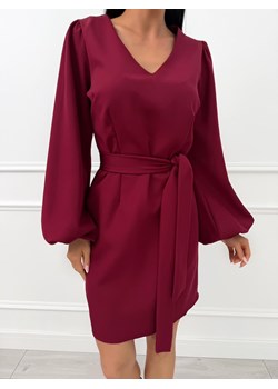 Bordowa Sukienka z Bufiastymi Rękawami ze sklepu ModnaKiecka.pl w kategorii Sukienki - zdjęcie 188851544