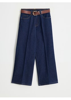 Mohito - Jeansy wide leg z paskiem petite - granatowy ze sklepu Mohito w kategorii Jeansy damskie - zdjęcie 188851822