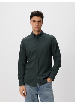 Reserved - Bawełniana koszula slim fit - ciemnozielony ze sklepu Reserved w kategorii Koszule męskie - zdjęcie 188852150
