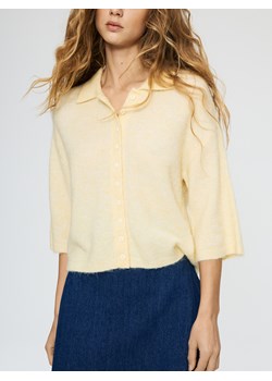 Reserved - Kardigan z dodatkiem wełny z alpaki - jasnożółty ze sklepu Reserved w kategorii Swetry damskie - zdjęcie 188852213