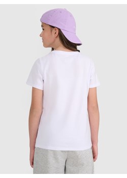 Dziewczęcy t-shirt bez nadruku 4F 4FJRMM00TTSHF3231 - biały ze sklepu Sportstylestory.com w kategorii Bluzki dziewczęce - zdjęcie 188852412