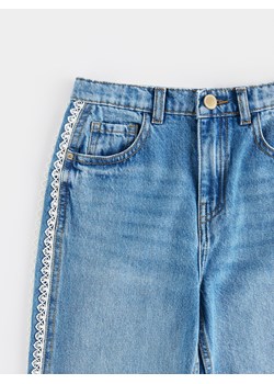 Reserved - Jeansy straight z lampasami - niebieski ze sklepu Reserved w kategorii Spodnie dziewczęce - zdjęcie 188854211